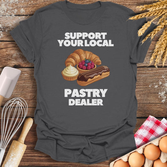 Support Your Local Pastry Dealer T-Shirt Charcoal / S Baking Threads