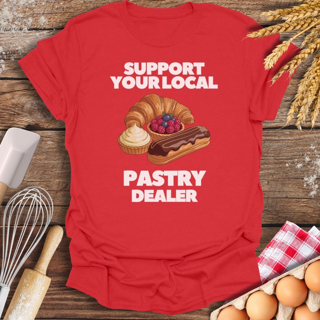 Support Your Local Pastry Dealer T-Shirt Red / S Baking Threads