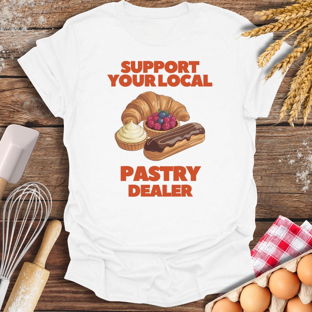 Support Your Local Pastry Dealer T-Shirt White / S Baking Threads