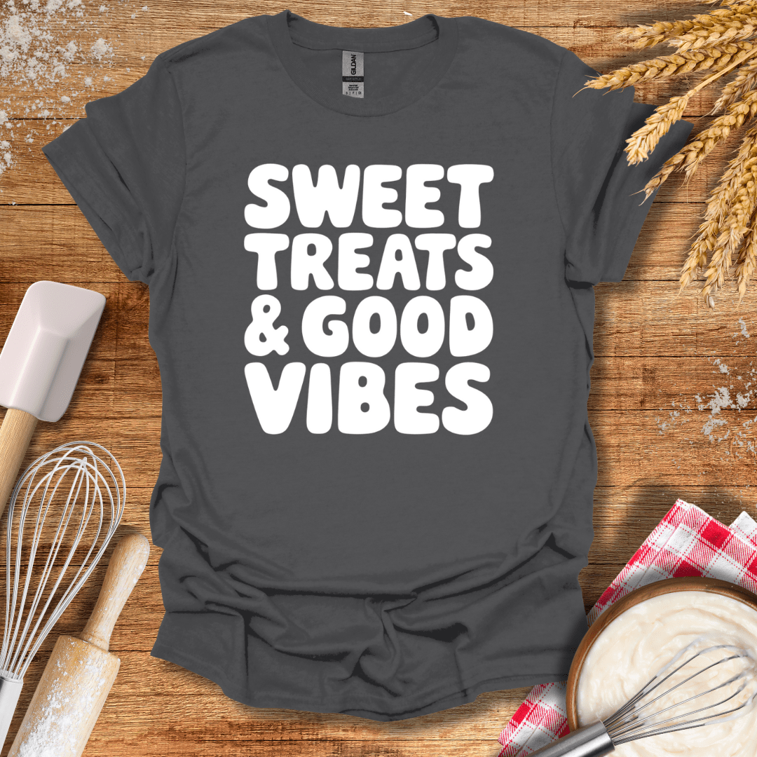 Sweet Treats & Good Vibes T-Shirt Charcoal / S Baking Threads