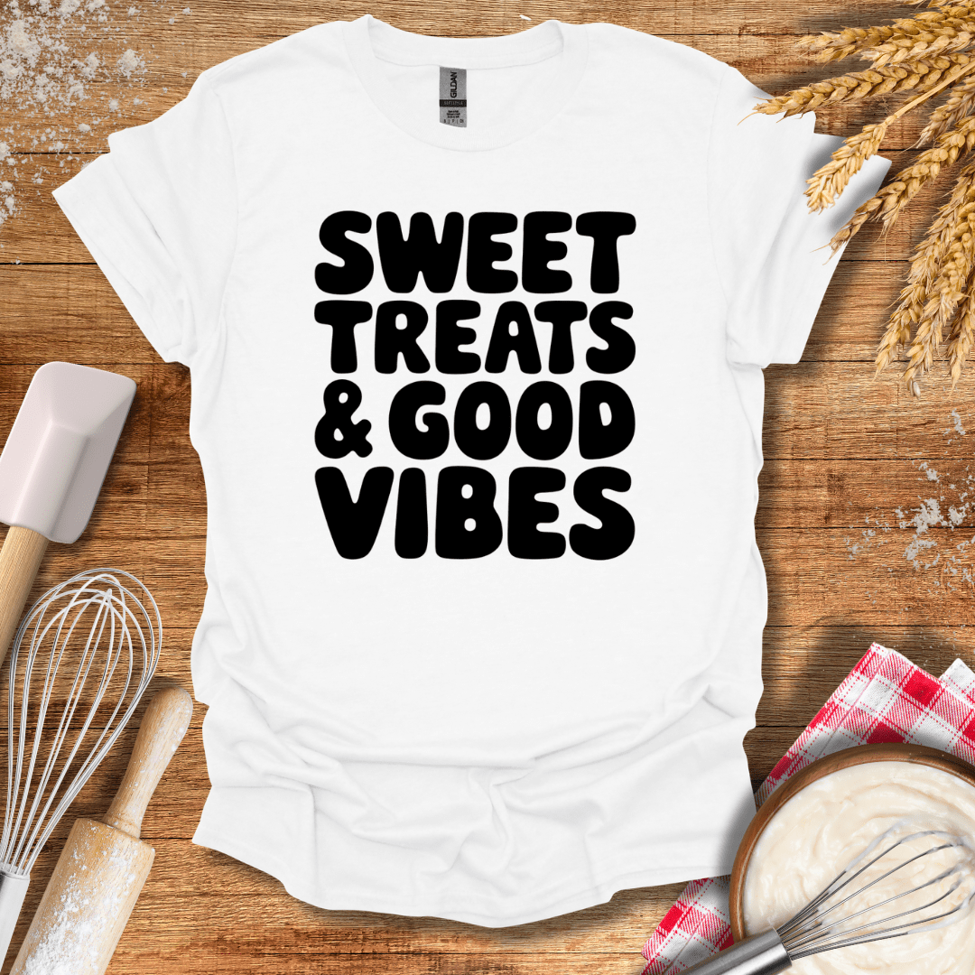 Sweet Treats & Good Vibes T-Shirt White / S Baking Threads