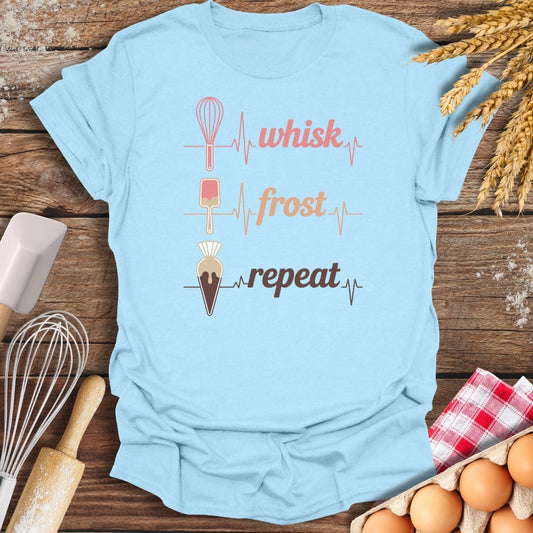 Whisk Frost Repeat T-Shirt Light Blue / S Baking Threads
