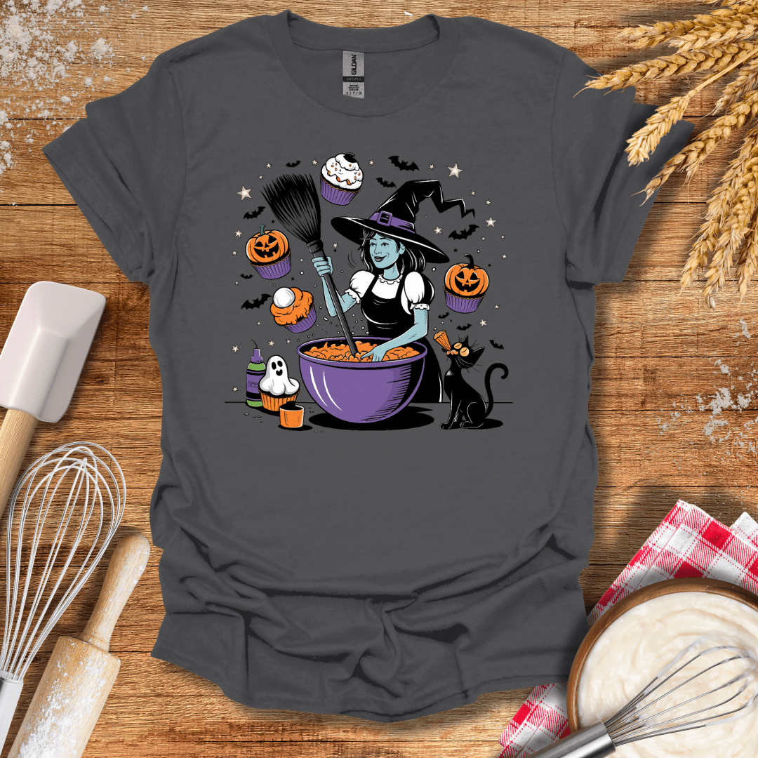 Witch Conjuring Cupcakes T-Shirt Charcoal / S Baking Threads