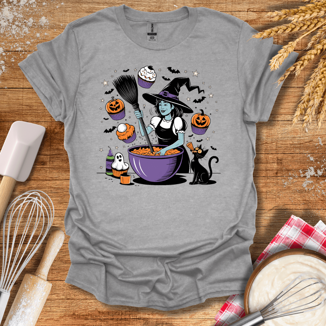 Witch Conjuring Cupcakes T-Shirt Sport Grey / S Baking Threads