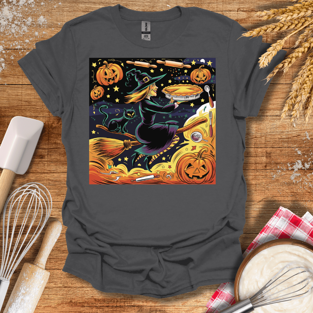 Witch's Pumpkin Pie Magic T-Shirt Charcoal / S Baking Threads