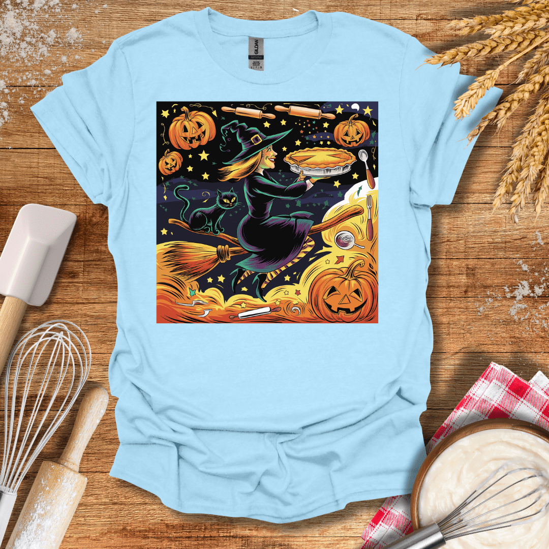 Witch's Pumpkin Pie Magic T-Shirt Light Blue / S Baking Threads