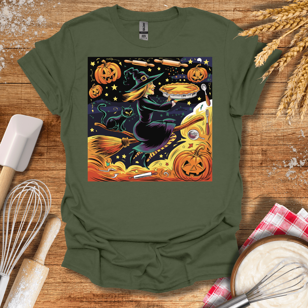 Witch's Pumpkin Pie Magic T-Shirt Military Green / S Baking Threads