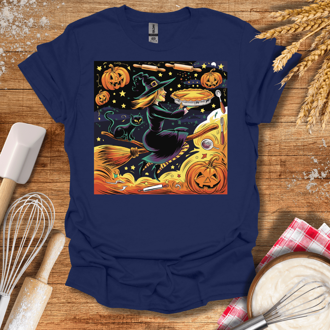 Witch's Pumpkin Pie Magic T-Shirt Navy / S Baking Threads