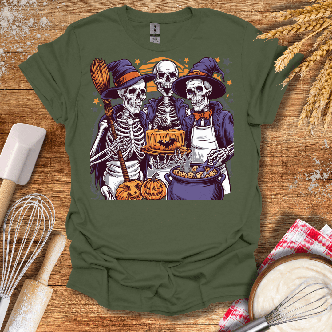 Wizard Skeletons T-Shirt Military Green / S Baking Threads