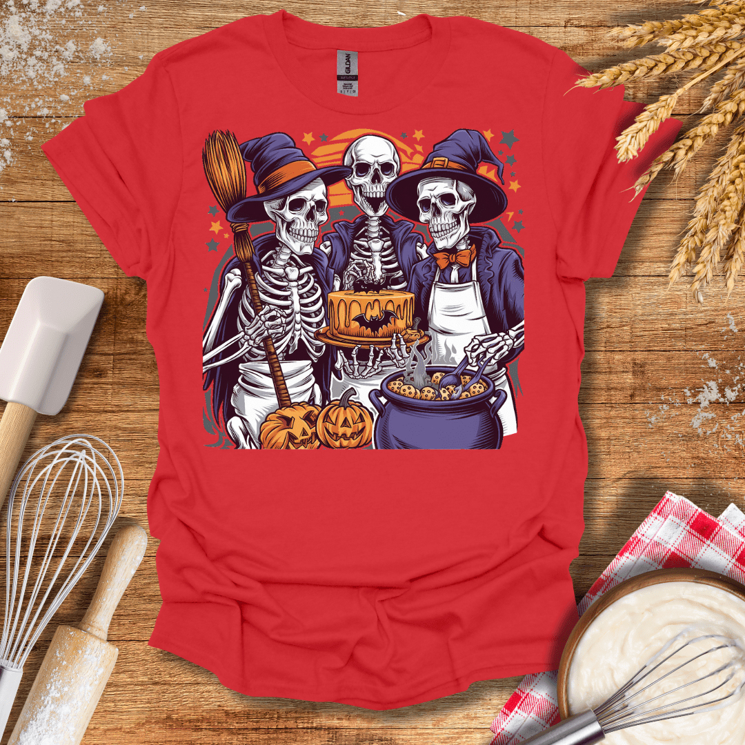 Wizard Skeletons T-Shirt Red / S Baking Threads